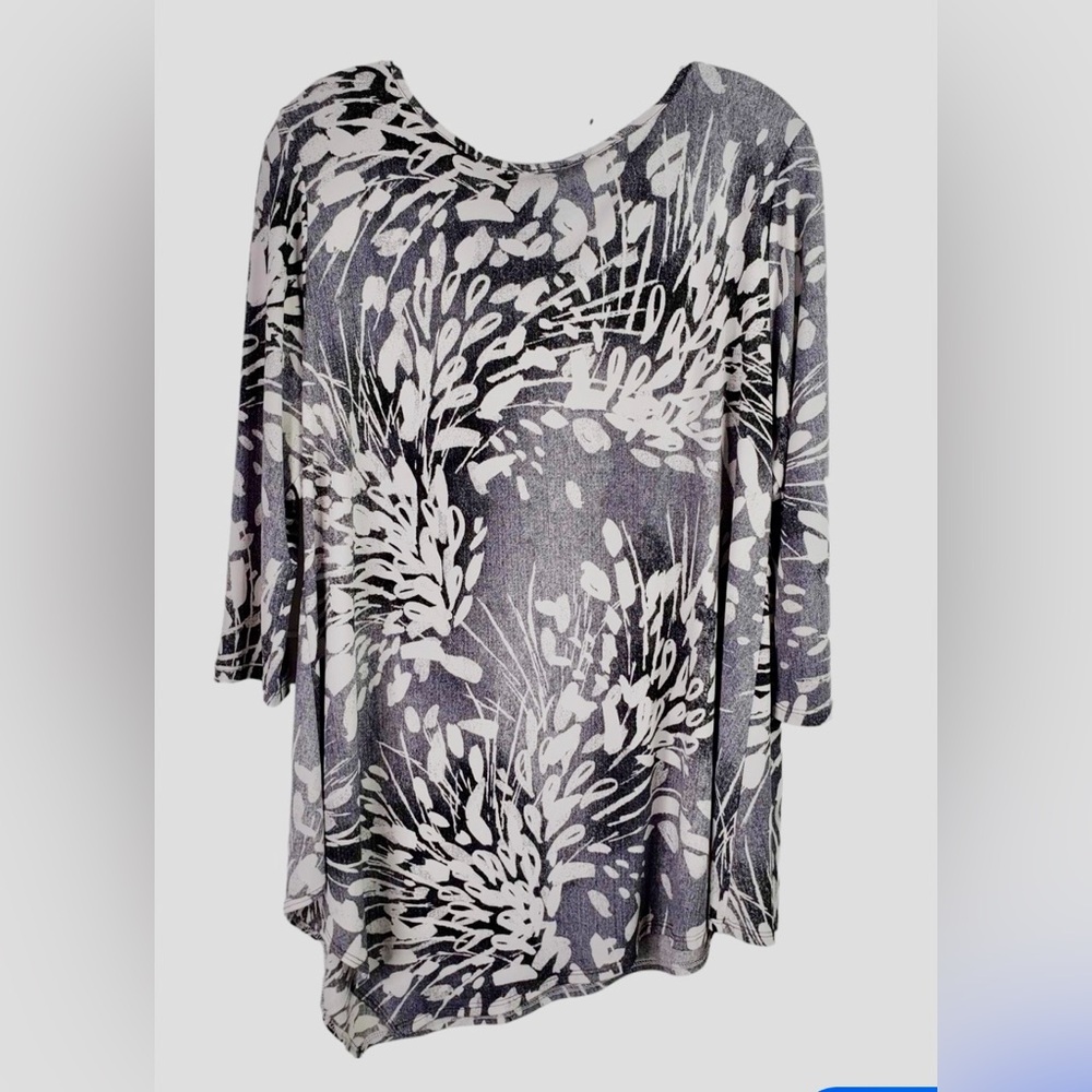 Clara Sun Woo Women's Black and White Patterned Tunic Top Oversized Size M